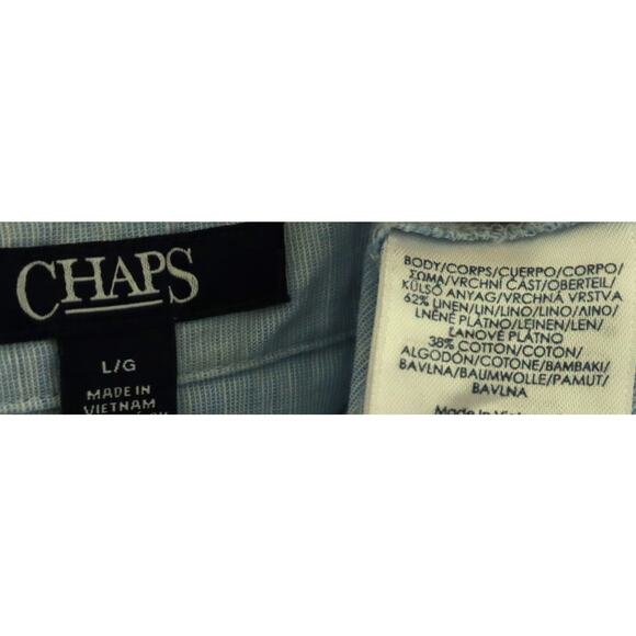 CHAPS Ralph Lauren LINEN Cotton Button Down Collar Shirt Mens Light Blue Large - Picture 5 of 6